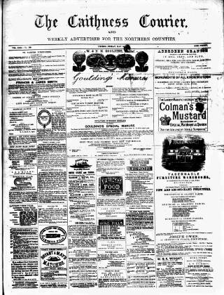 cover page of Caithness Courier published on May 13, 1881